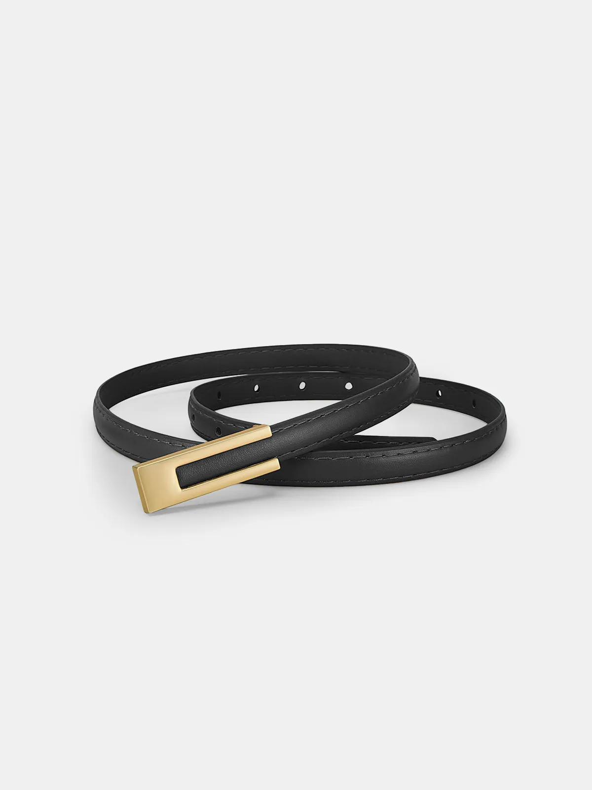 Golden Geometric Buckle PU Leather Thin Belt sold by COMMENSE product image thumbnail 3