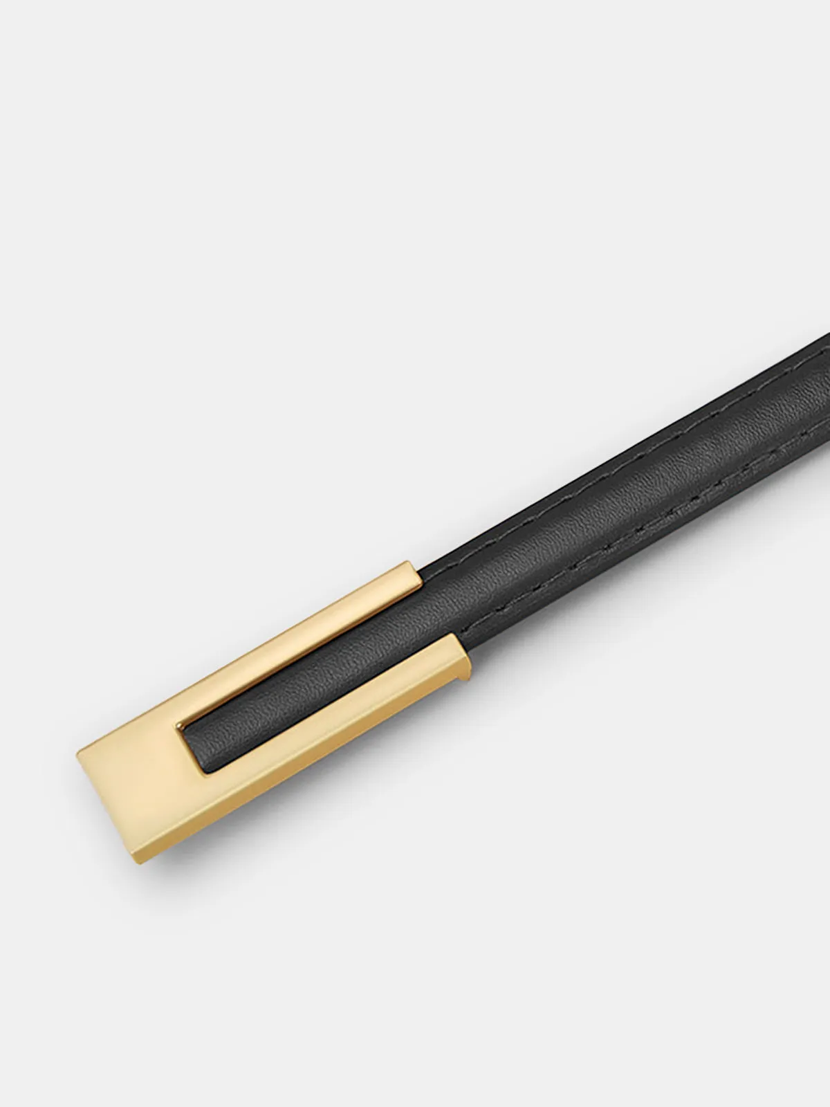 Golden Geometric Buckle PU Leather Thin Belt sold by COMMENSE product image thumbnail 4