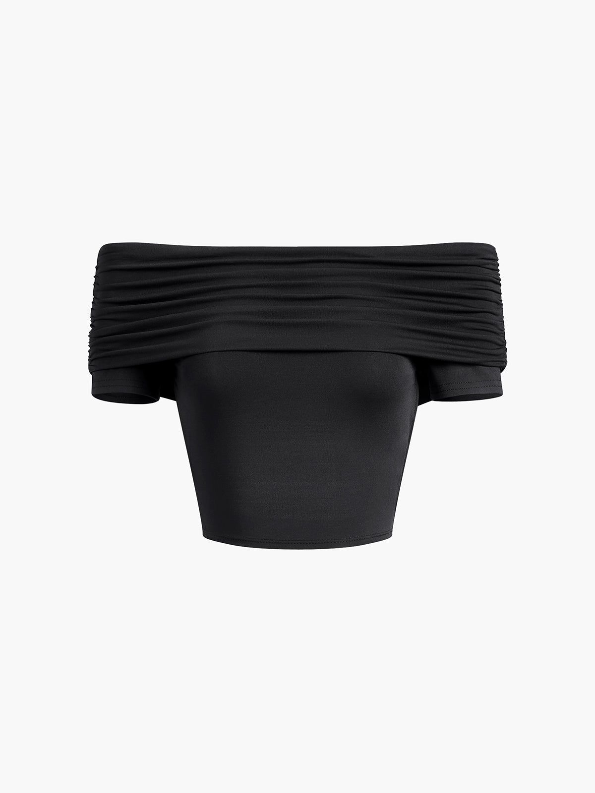 Off Shoulder Overfold Crop Top sold by COMMENSE