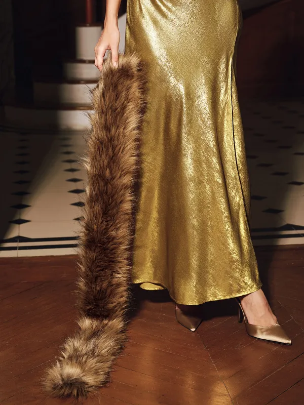 Faux Fur Long Scarf sold by COMMENSE