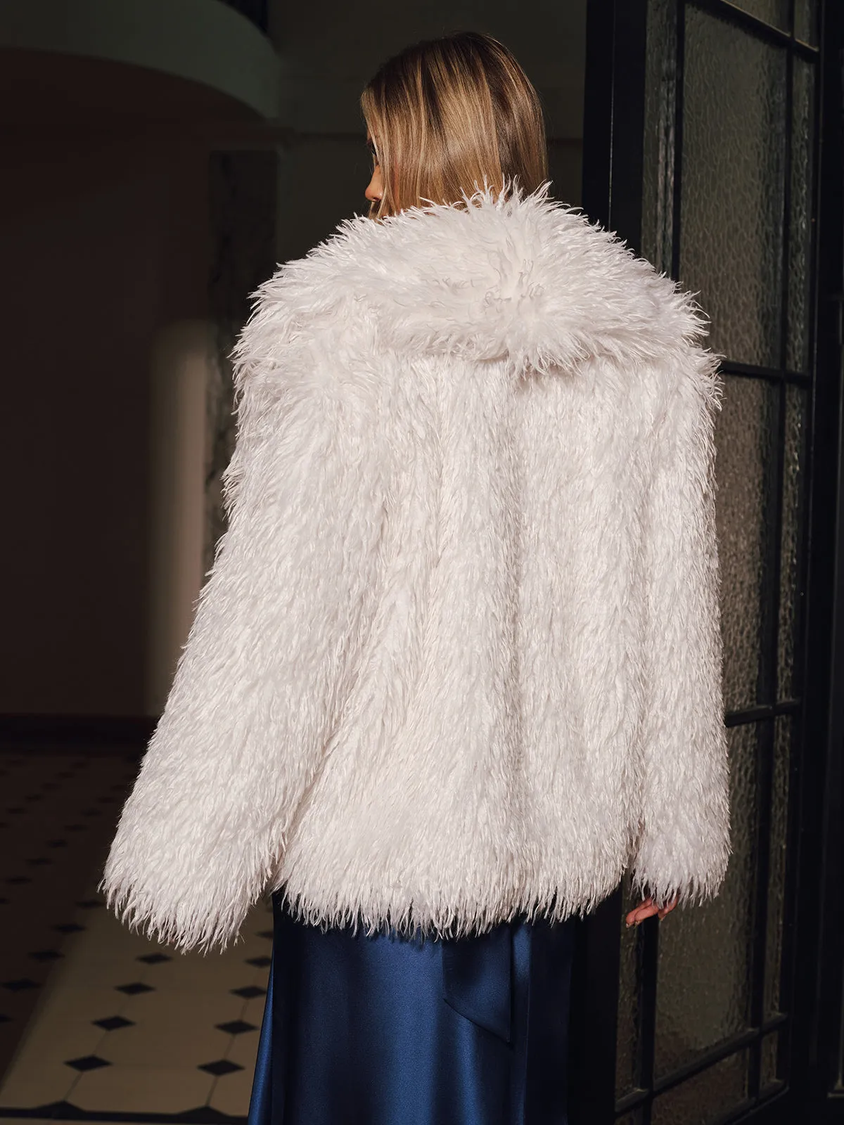 Shawl Collar Fluffy Faux Fur Coat sold by COMMENSE product image thumbnail 4