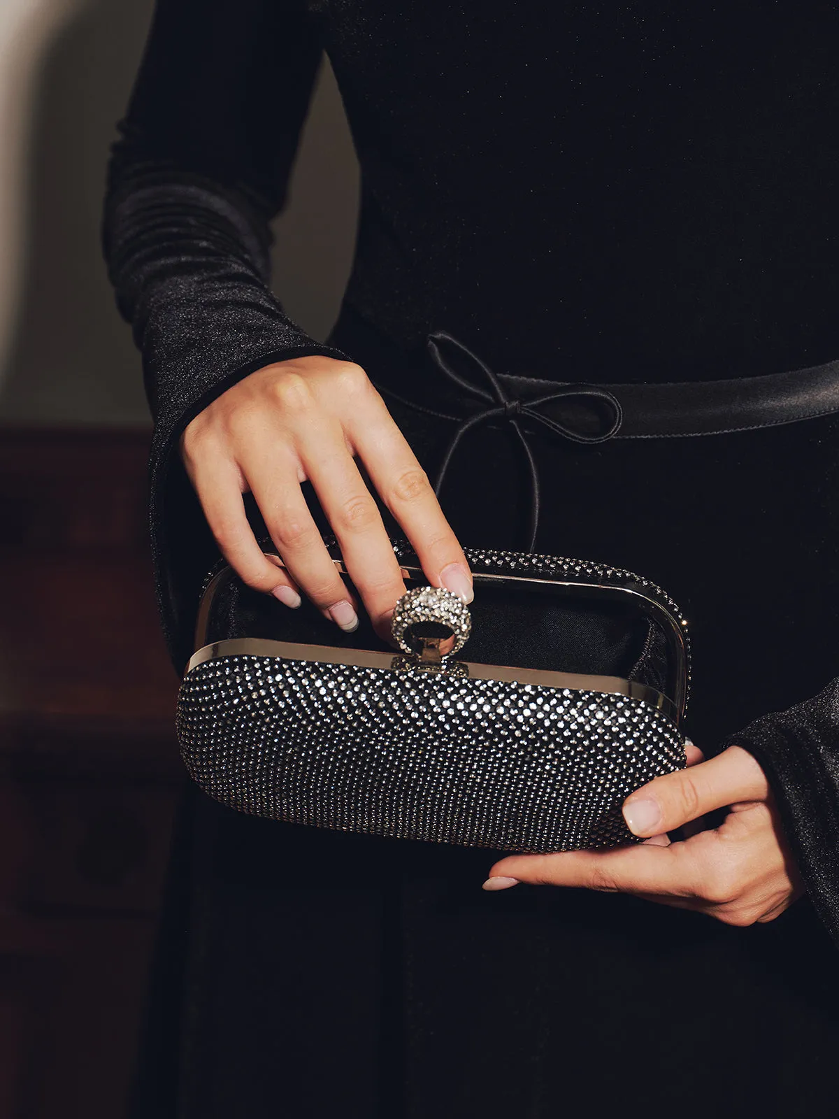 Rhinestone Embellished Clutch Bag sold by COMMENSE