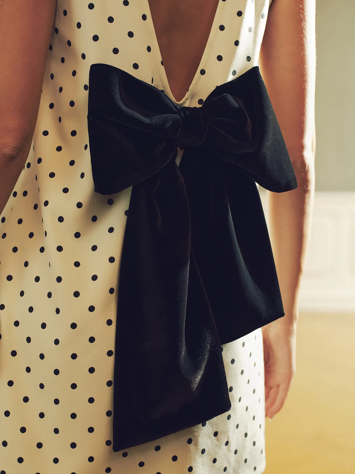 Polka Dot Mini Dress with Back Bow Detail sold by COMMENSE product image thumbnail 4