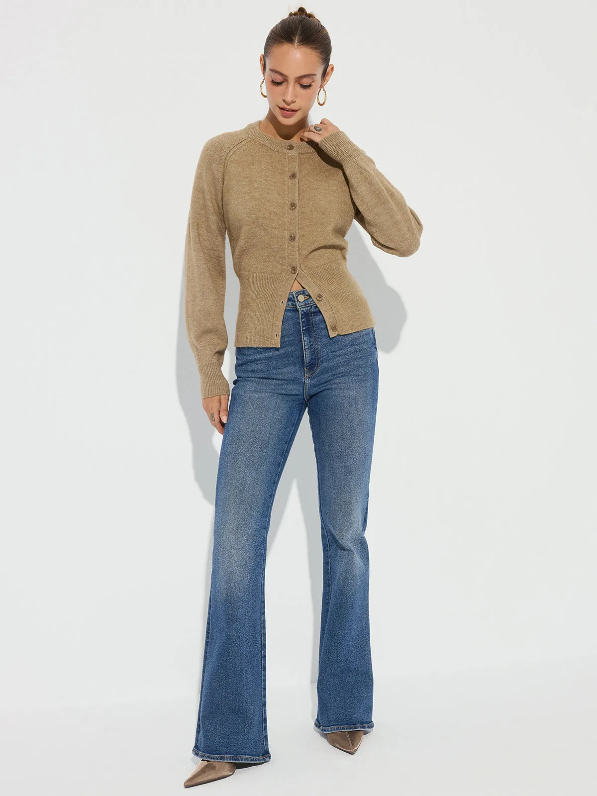 Cinched Waist Knit Cardigan sold by COMMENSE product image thumbnail 3