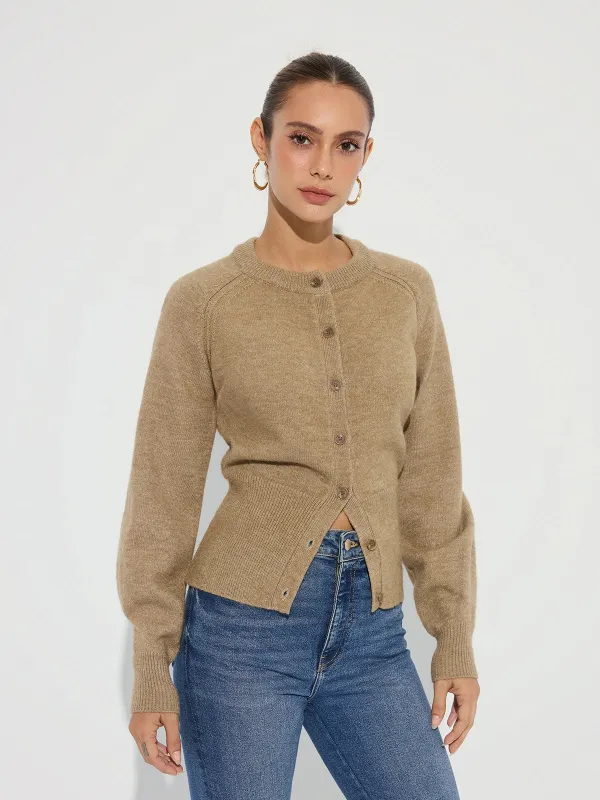 Cinched Waist Knit Cardigan sold by COMMENSE