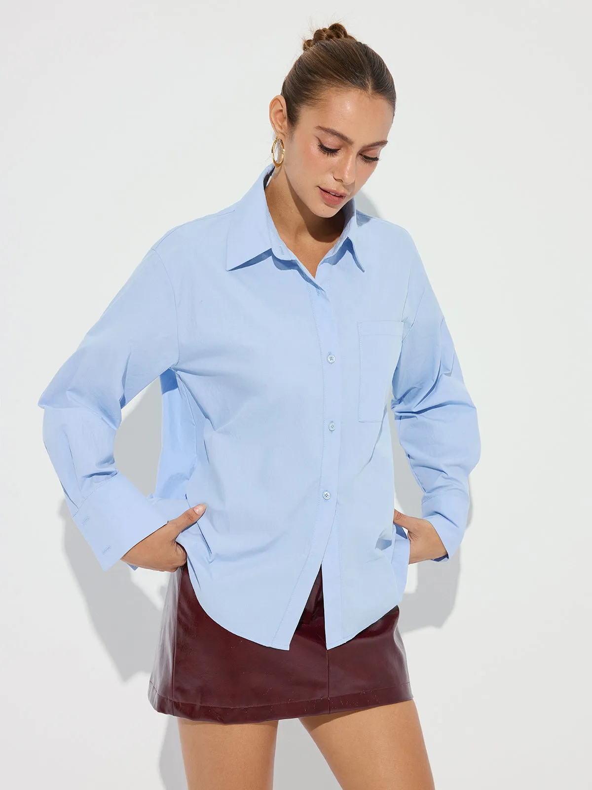 Collared Casual Long Sleeve Button-Down Shirt sold by COMMENSE product image thumbnail 2