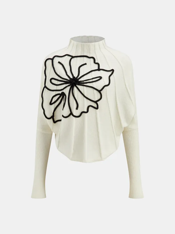 Floral Applique Knit Sweater sold by COMMENSE