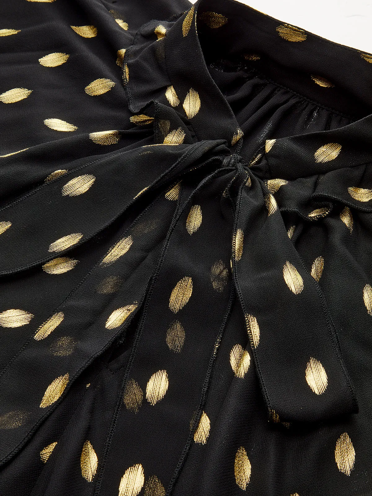 Semi-Sheer Foil Spot Print Ruffle Chiffon Blouse sold by COMMENSE product image thumbnail 4