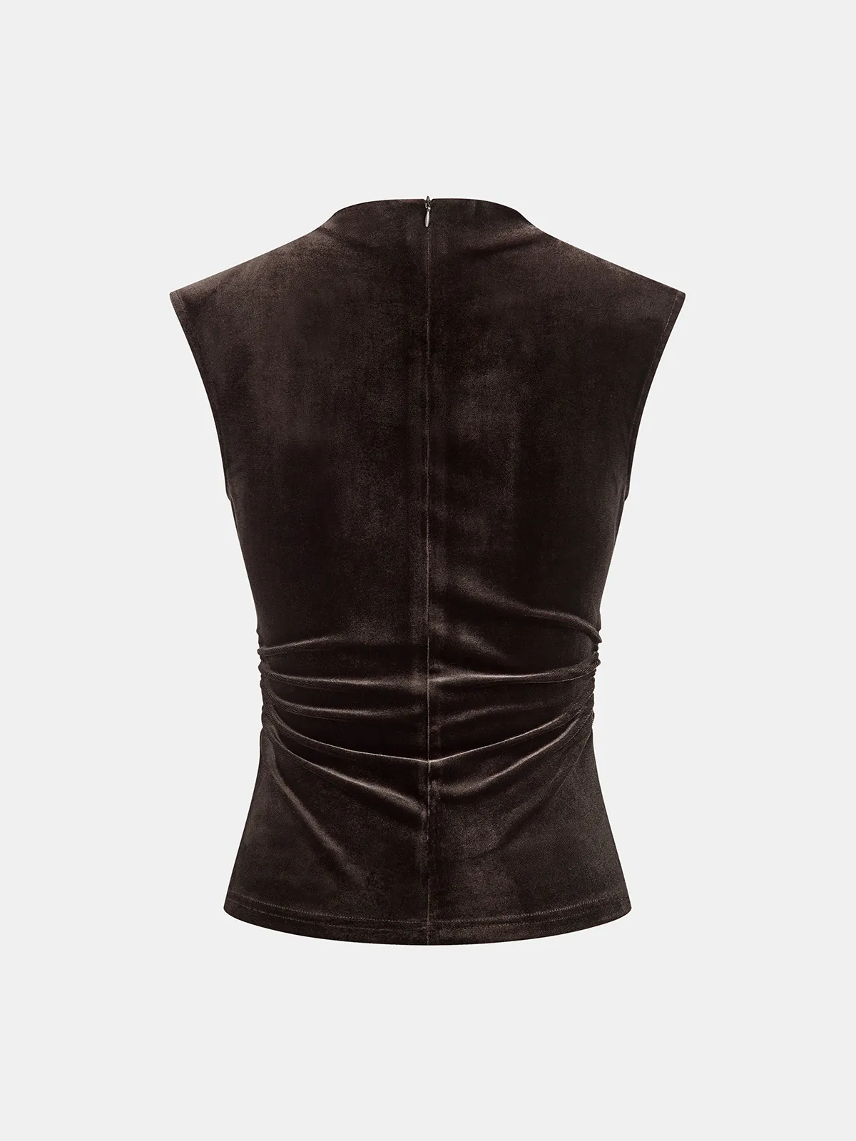 Mock Neck Ruched Velvet Sleeveless Top sold by COMMENSE product image thumbnail 2
