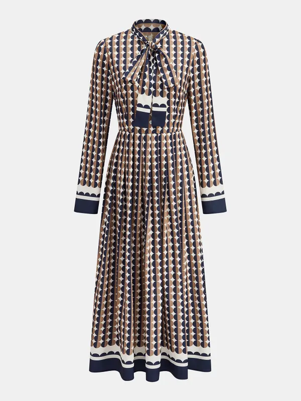 Polka Dot Tie-Neck Maxi Dress sold by COMMENSE