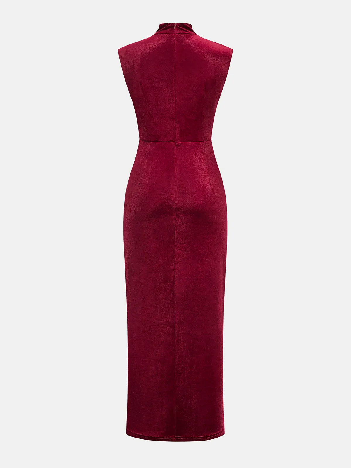 Sleeveless Side Slit Velvet Mock Neck Maxi Dress sold by COMMENSE product image thumbnail 2