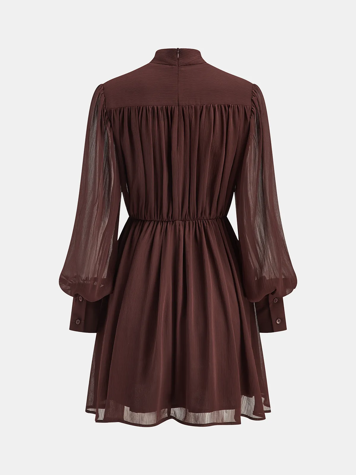 Puff Sleeve Chiffon Ruched Mini Dress sold by COMMENSE product image thumbnail 2