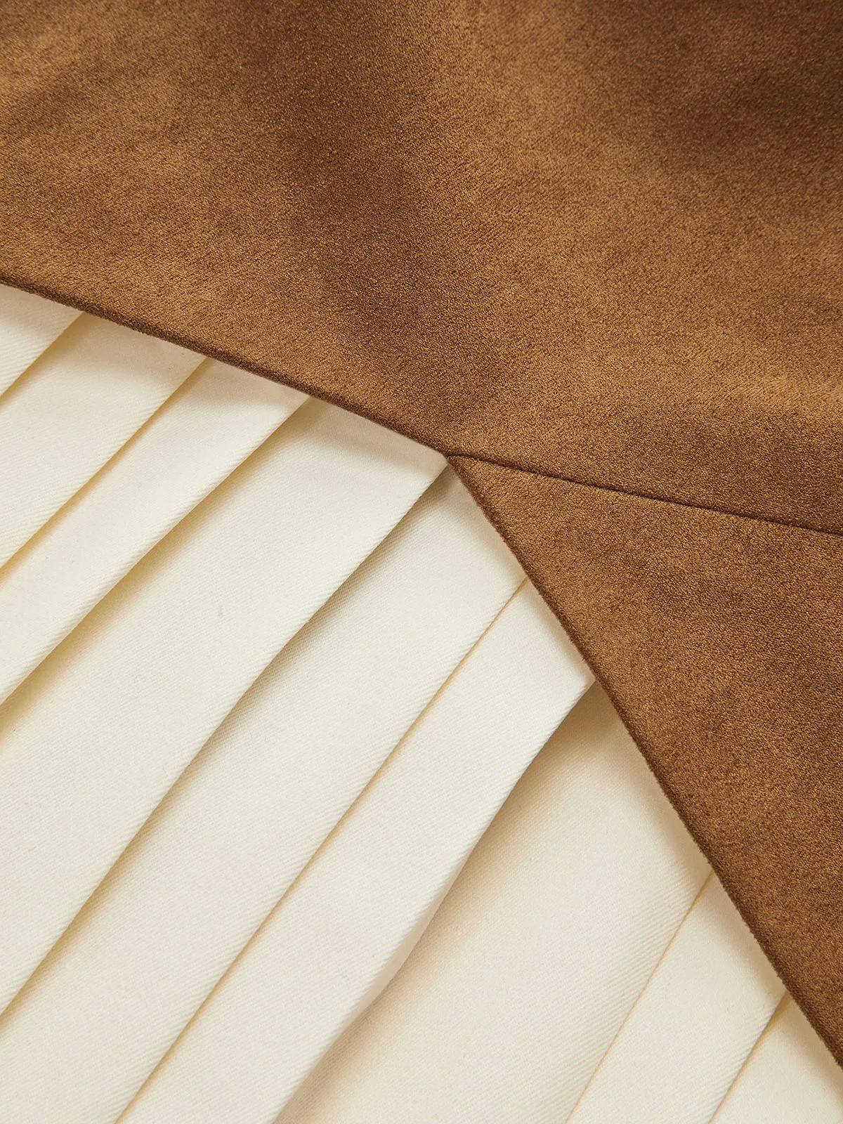 Pleated Hem Panel Suede Effect Mini Dress sold by COMMENSE product image thumbnail 4