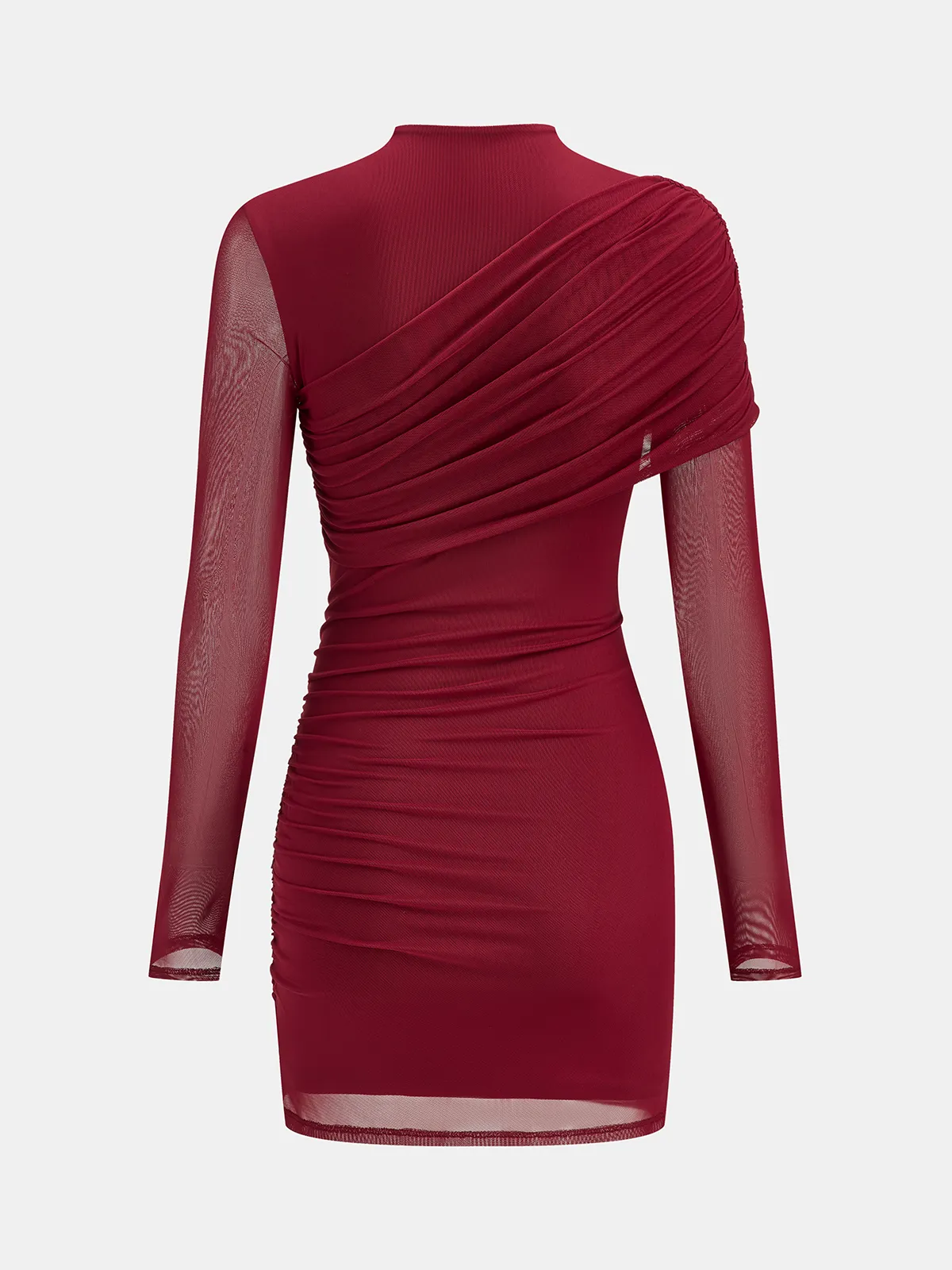 Semi-Sheer Mesh Ruched Mini Dress sold by COMMENSE product image thumbnail 2