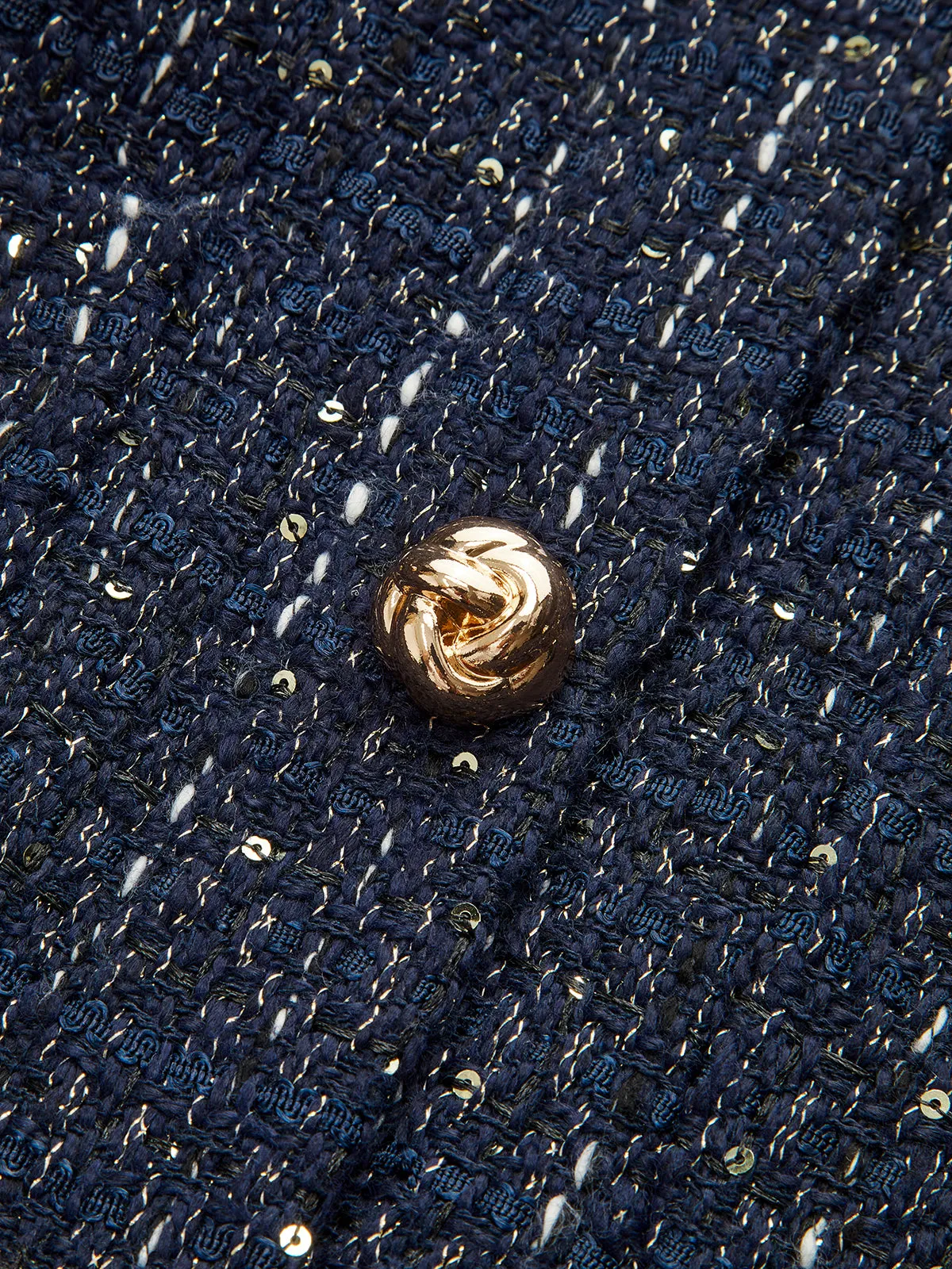 Pleated Hem Panel Tweed Belted Mini Dress sold by COMMENSE product image thumbnail 3