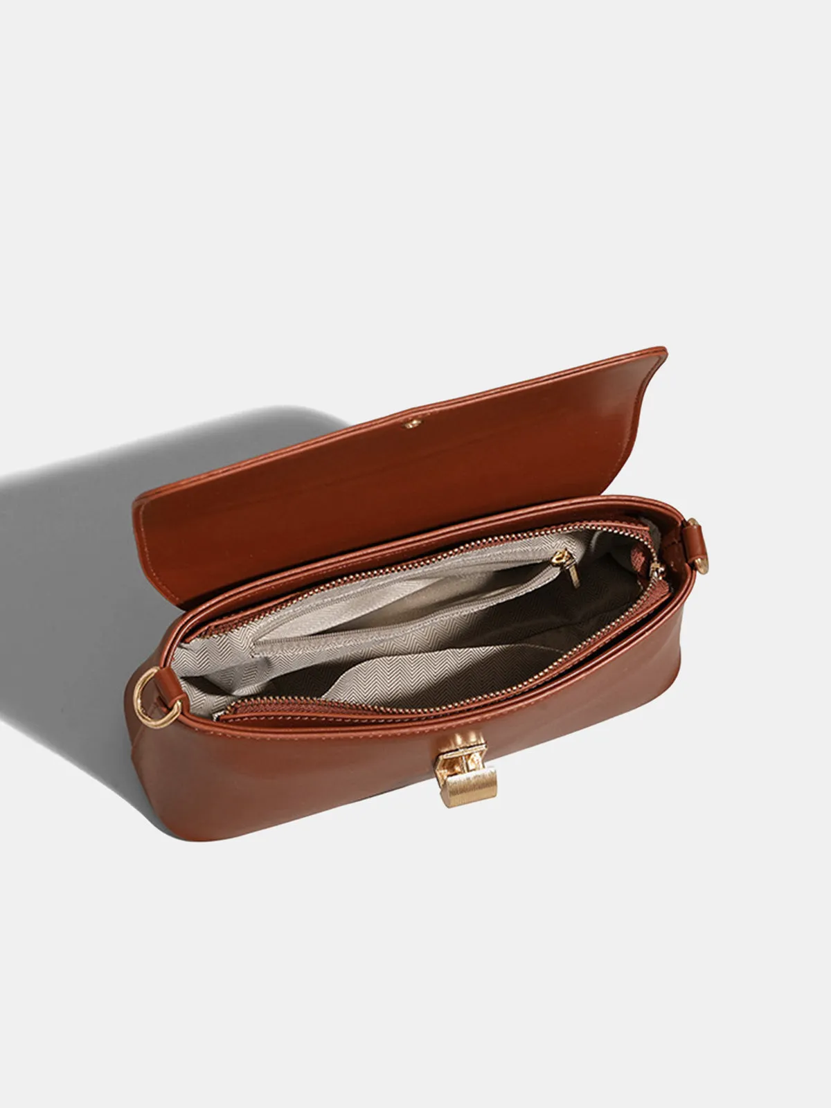 Textured Gold Clasp PU Leather Shoulder Bag sold by COMMENSE product image thumbnail 4