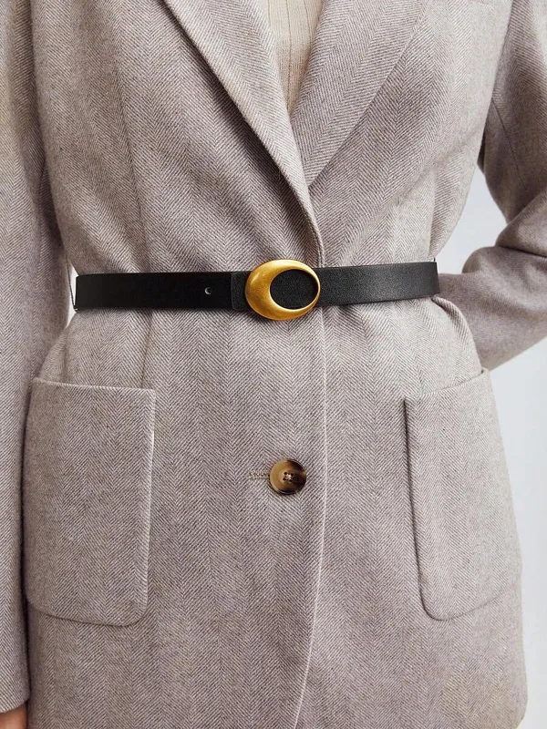 Crescent Buckle Reversible Leather Belt sold by COMMENSE