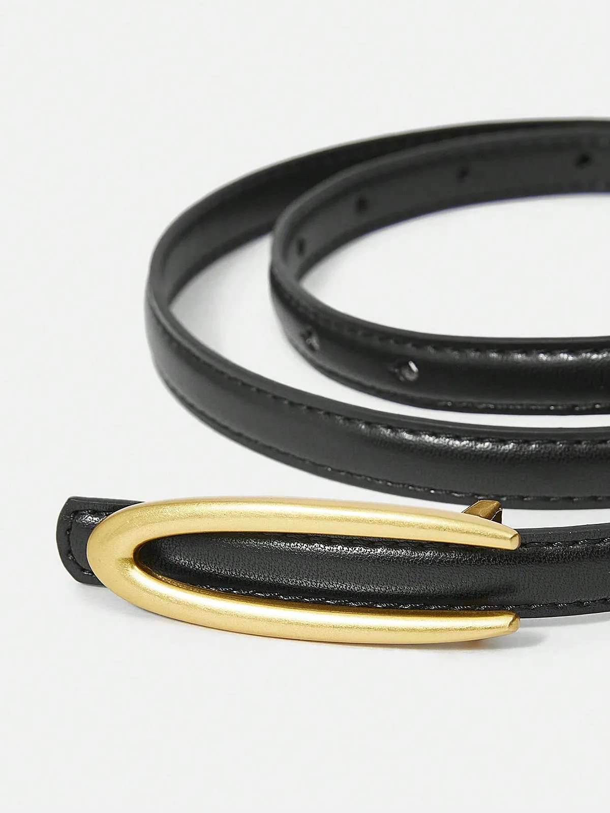 Gold Oval Buckle PU Leather Thin Belt sold by COMMENSE product image thumbnail 3