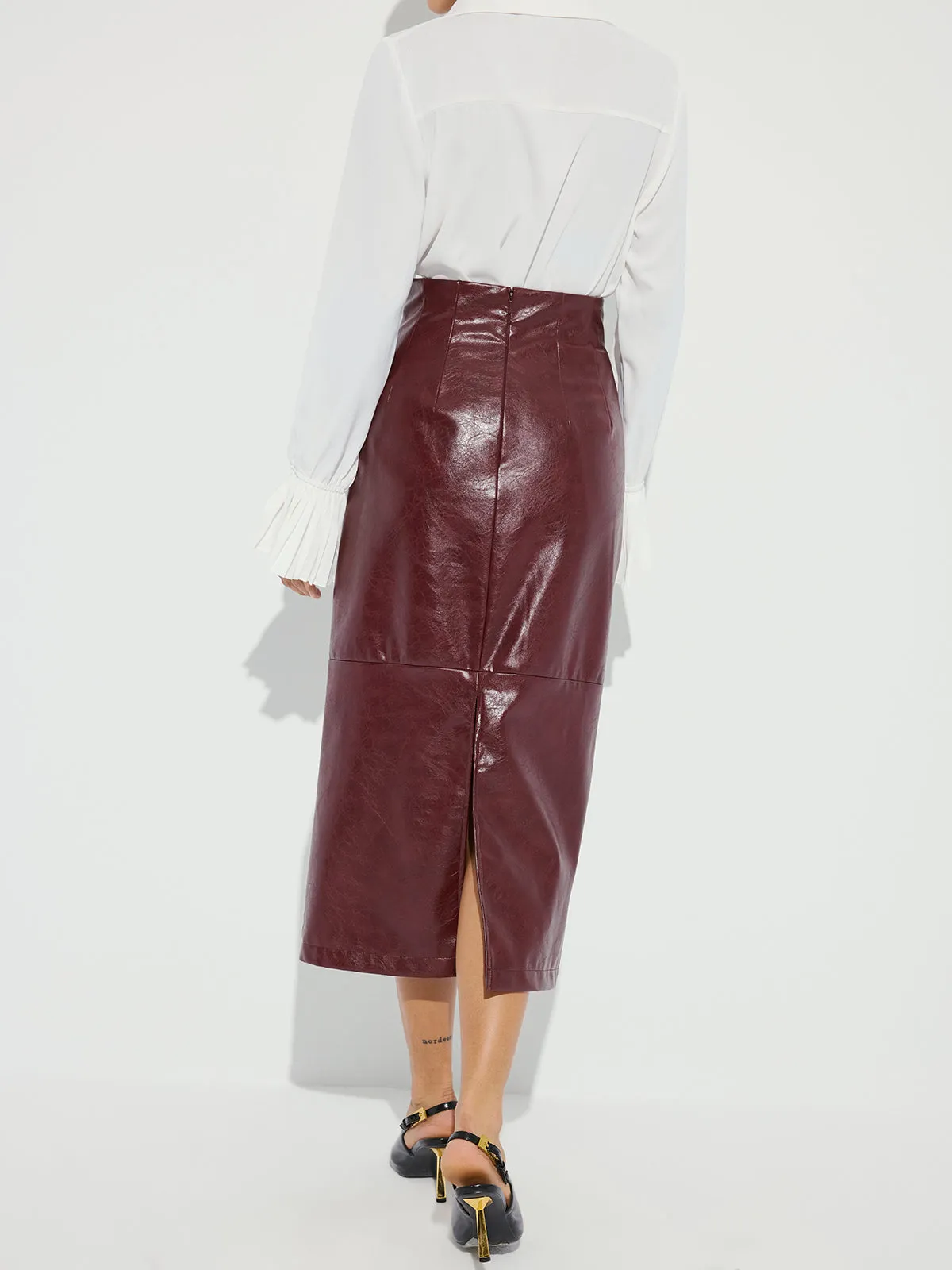 Faux Leather Pencil Skirt sold by COMMENSE product image thumbnail 5