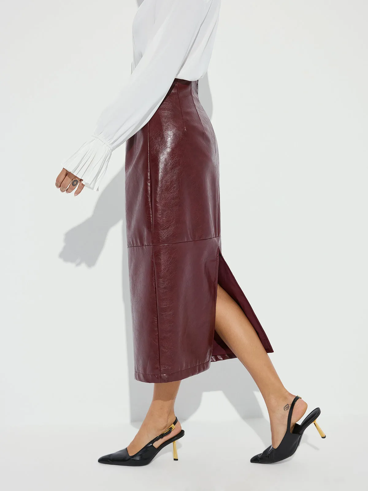Faux Leather Pencil Skirt sold by COMMENSE product image thumbnail 3