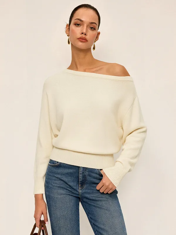 Off-Shoulder Knit Sweater sold by COMMENSE