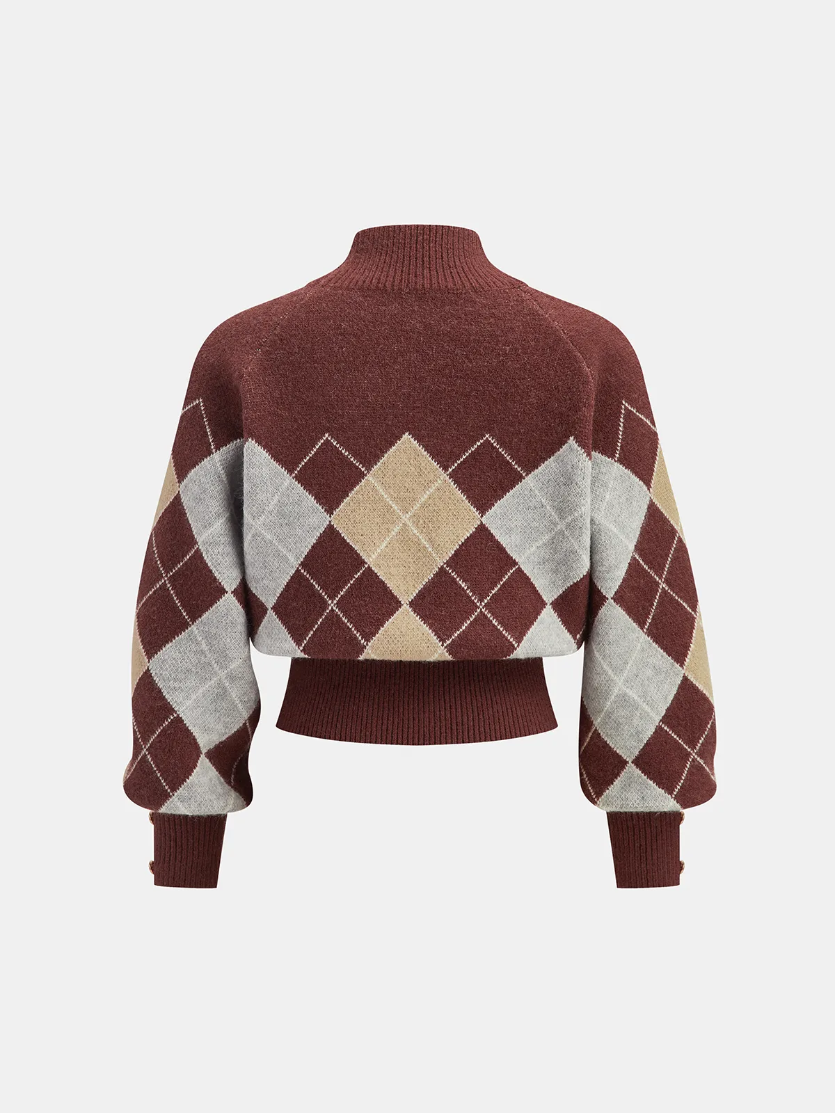 Mock Neck Argyle Sweater sold by COMMENSE product image thumbnail 2