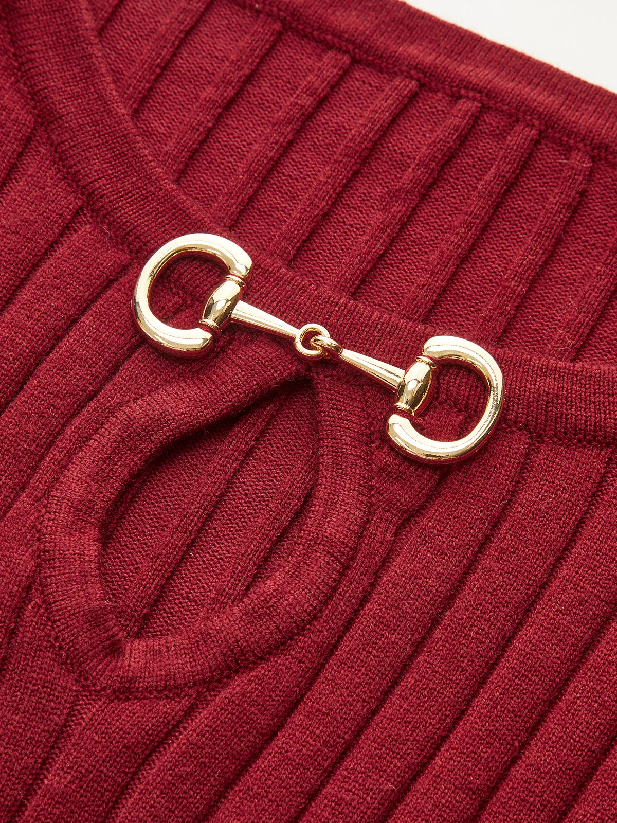 Bell Sleeve Mermaid Hem Horsebit Knit Midi Dress sold by COMMENSE product image thumbnail 4