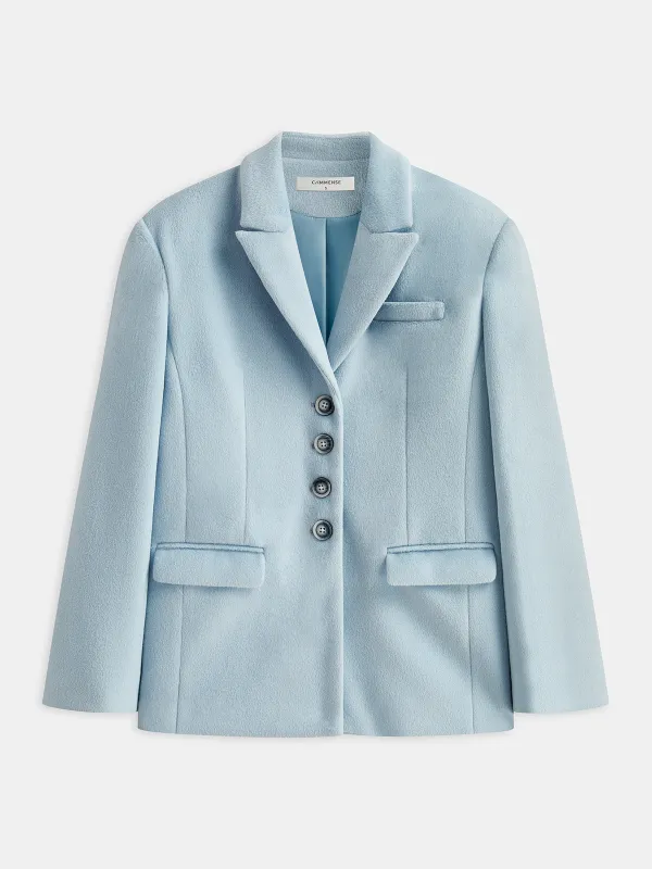 Lapel Button-Front Tweed Blazer sold by COMMENSE