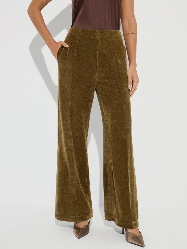 Mid-Waist Velvet Wide-Leg Pants sold by COMMENSE