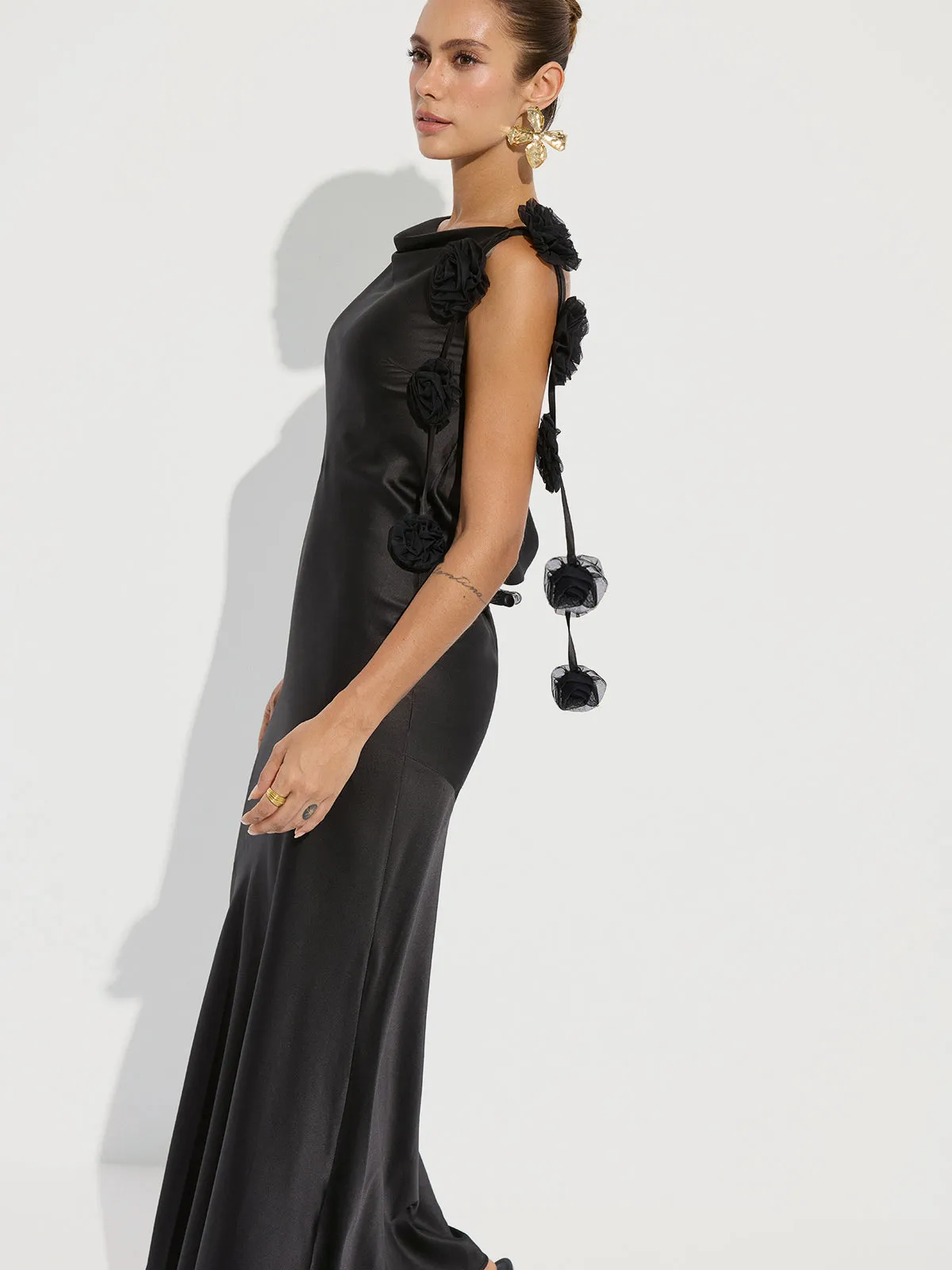 3D Flower Backless Satin Mermaid Dress sold by COMMENSE product image thumbnail 4