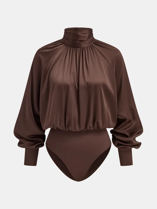 Satin Turtleneck Bodysuit sold by COMMENSE