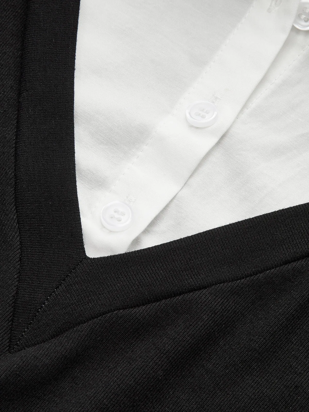 Color-Block Collared Pleated Lace Detail Mini Dress sold by COMMENSE product image thumbnail 4