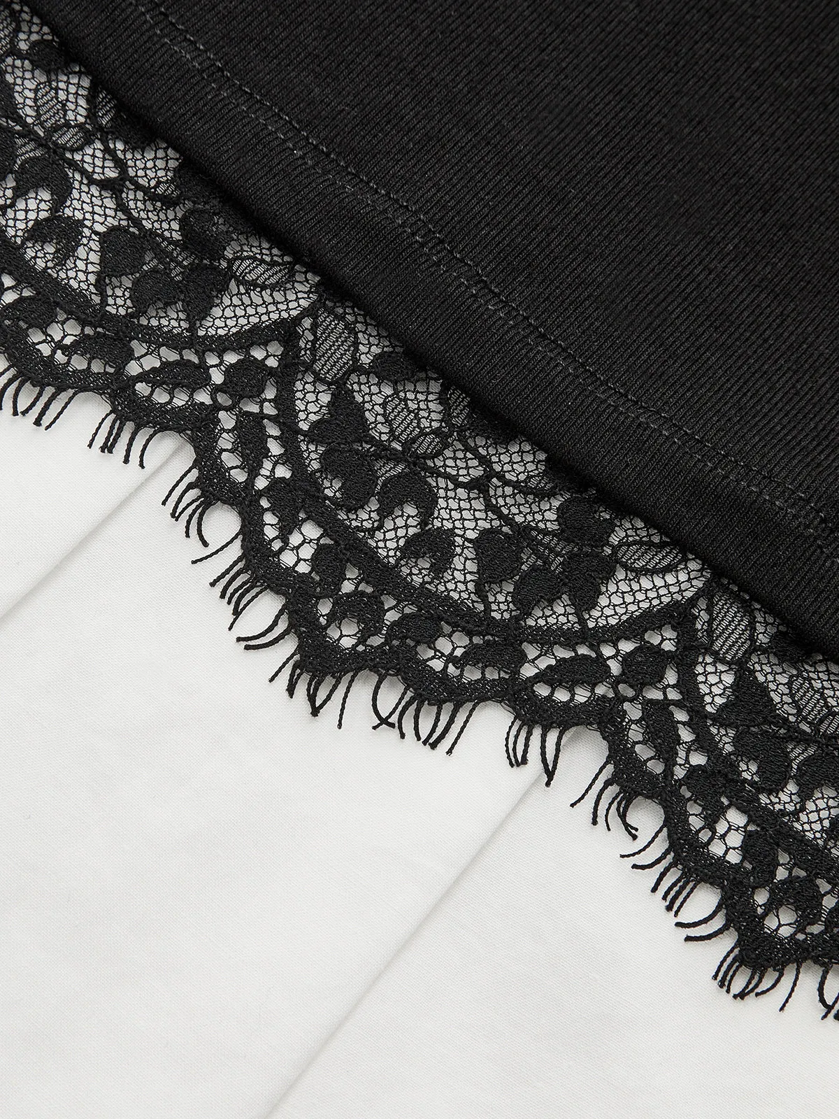 Color-Block Collared Pleated Lace Detail Mini Dress sold by COMMENSE product image thumbnail 3