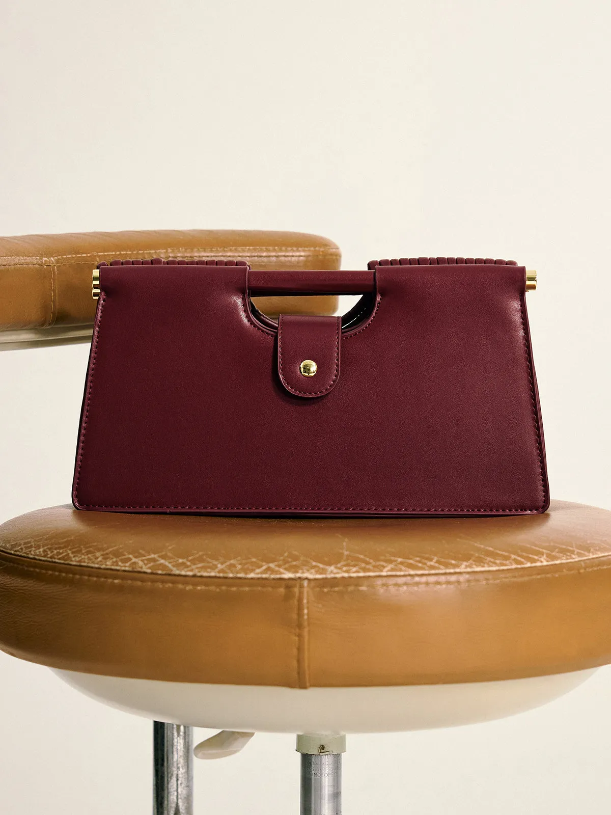 Curved Striped Handle PU Leather Bag sold by COMMENSE product image thumbnail 5