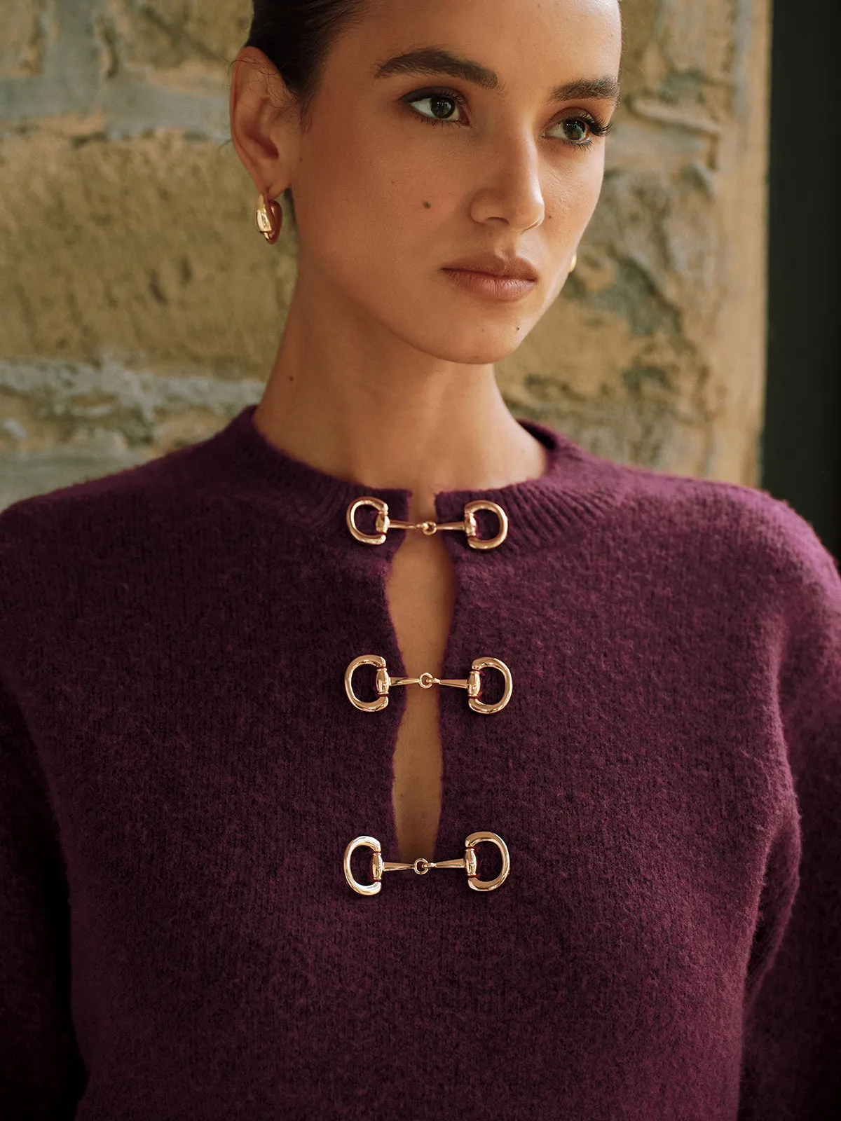 Horsebit Detail Long Sleeve Sweater sold by COMMENSE product image thumbnail 2