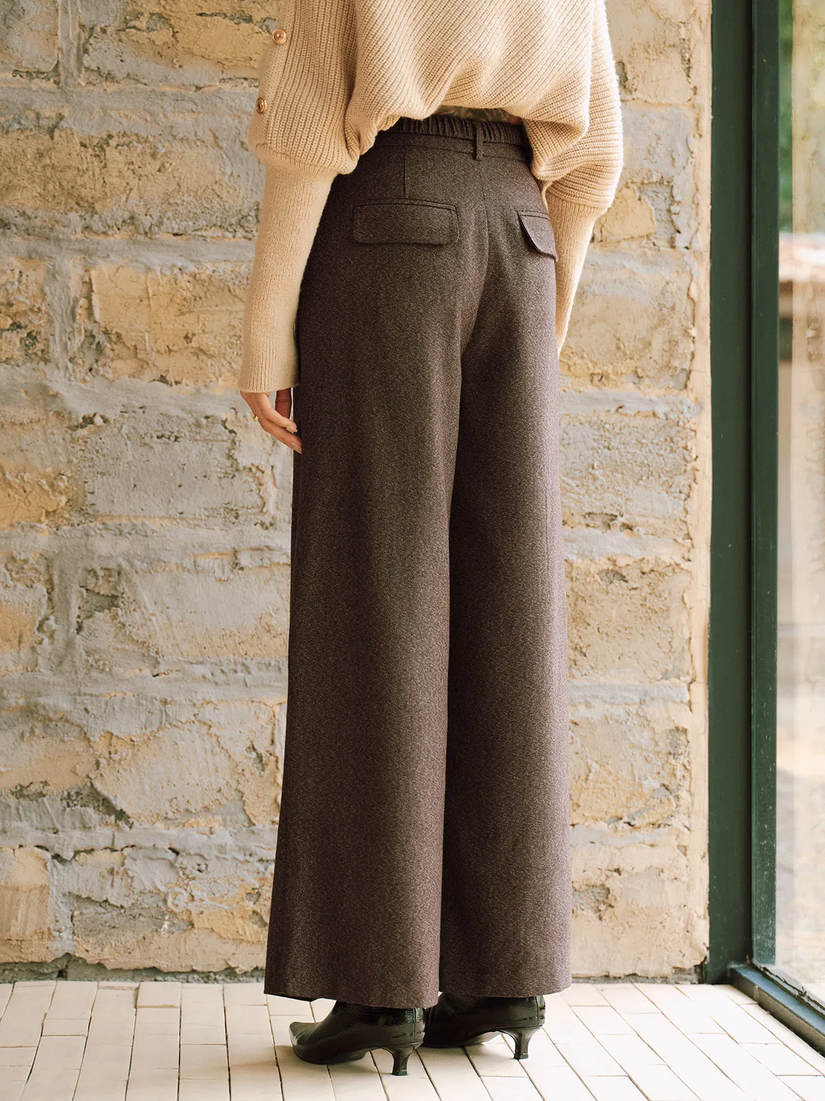 High-Waist Pleated Wide-Leg Pants sold by COMMENSE product image thumbnail 5