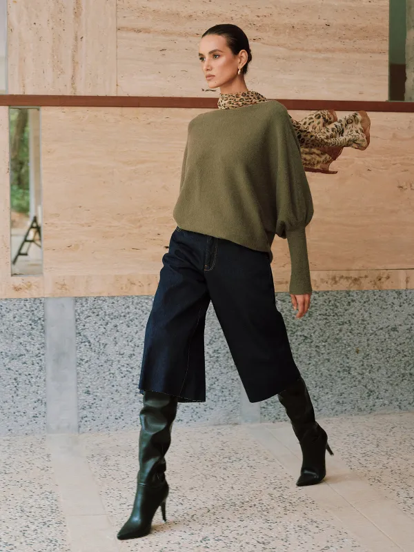 Batwing Sleeve Sweater sold by COMMENSE