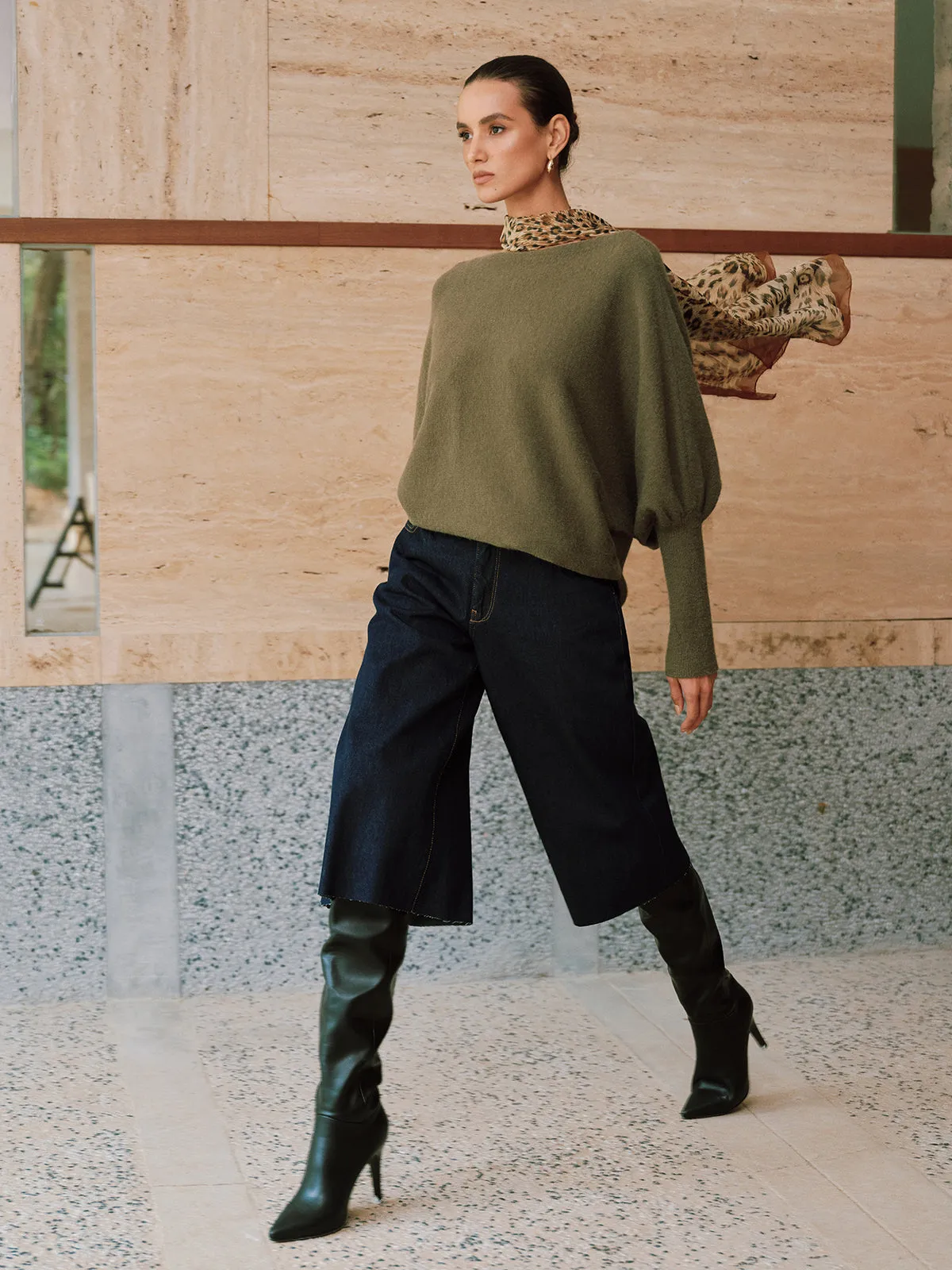 Batwing Sleeve Sweater sold by COMMENSE