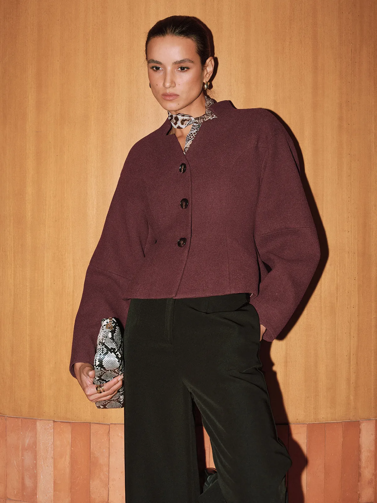 Stand Collar Tweed Jacket sold by COMMENSE product image thumbnail 3