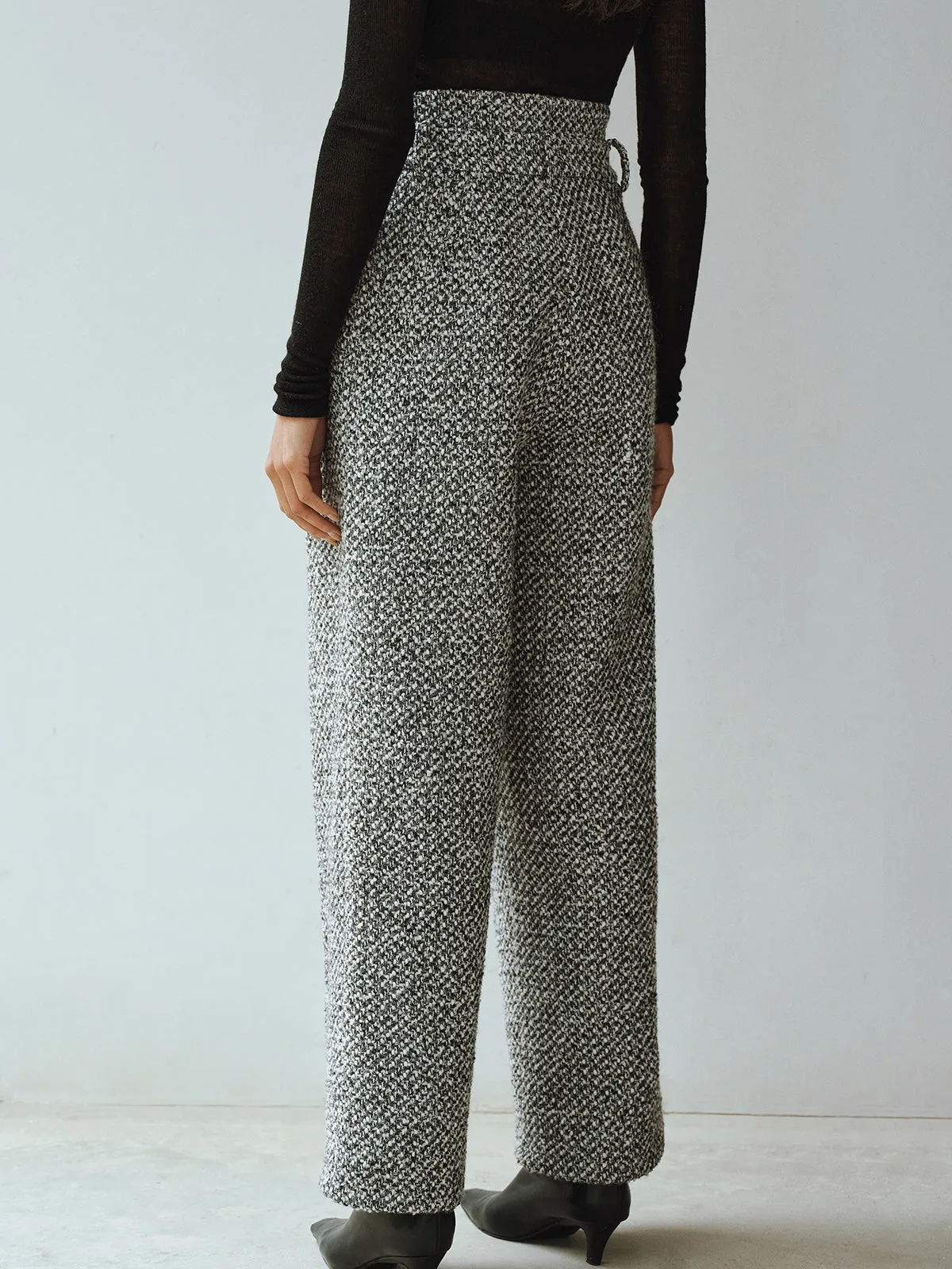 Wool Blend Double Waistband Tweed Pants sold by COMMENSE product image thumbnail 4
