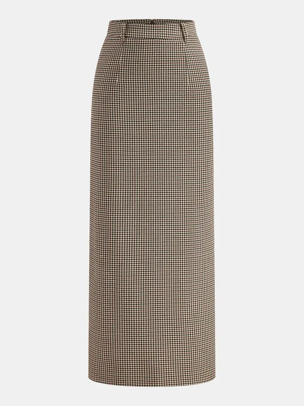 Houndstooth Midi Pencil Skirt sold by COMMENSE