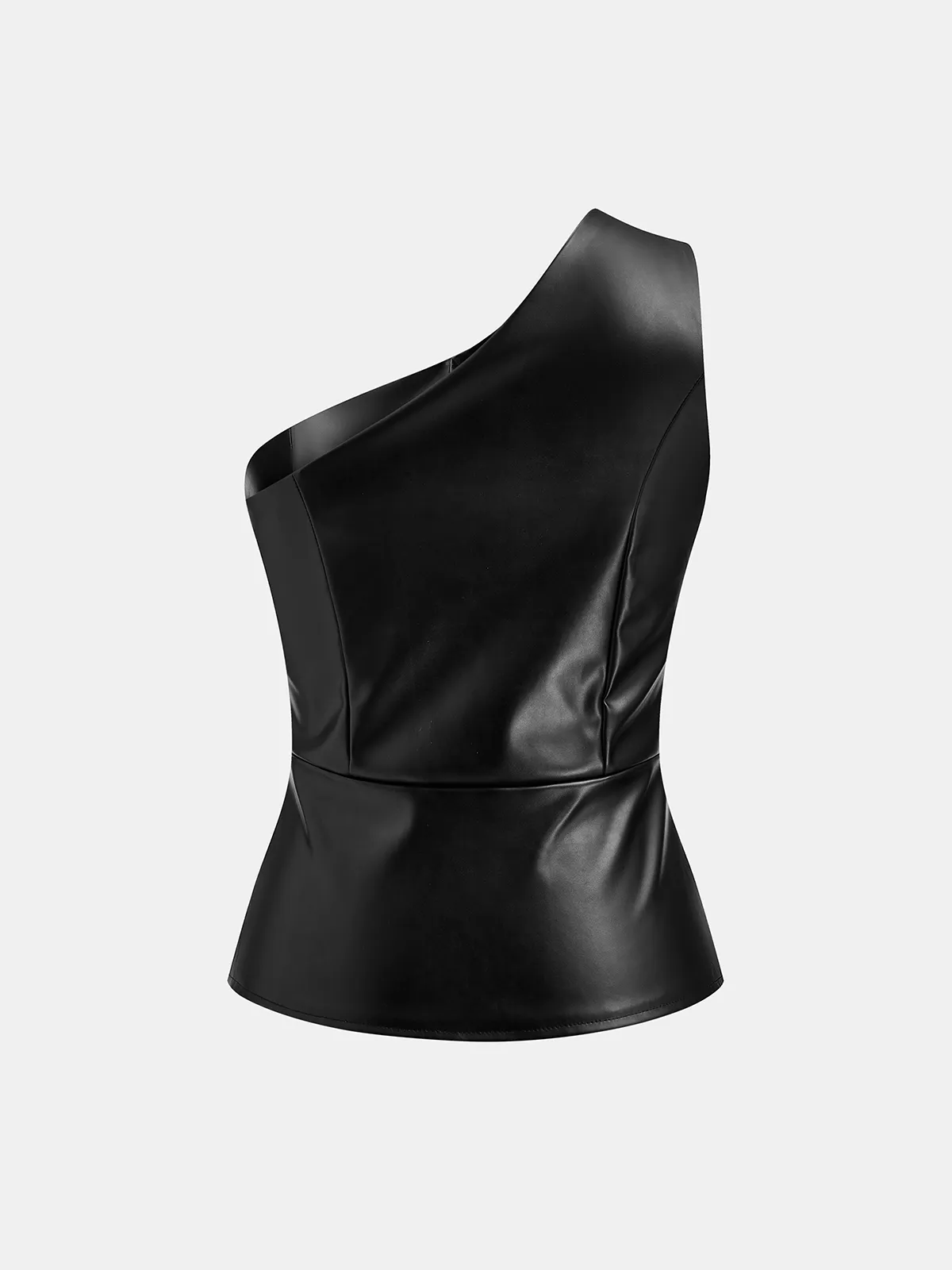 Faux Leather Asymmetric One-Shoulder Top sold by COMMENSE product image thumbnail 2