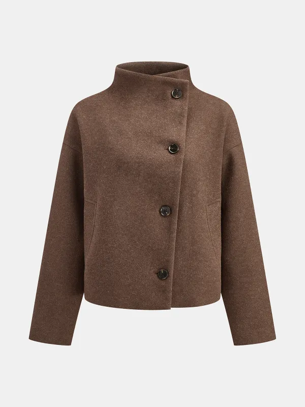 Asymmetric Button Tweed Jacket sold by COMMENSE