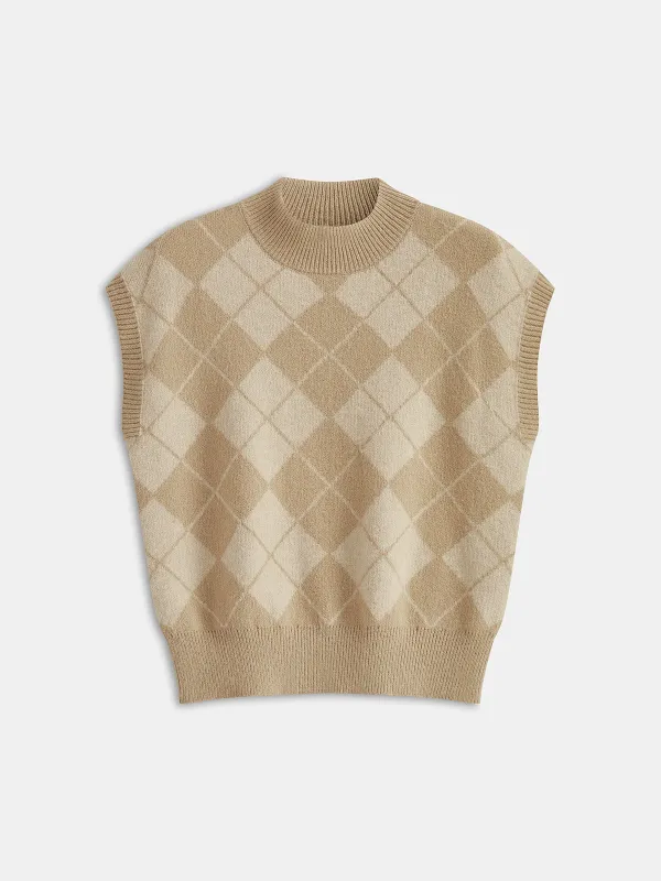 Argyle Knit Sleeveless Vest sold by COMMENSE