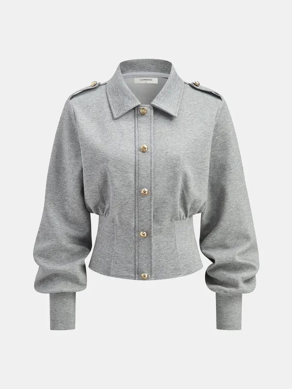 Metal Button Collared Jacket sold by COMMENSE