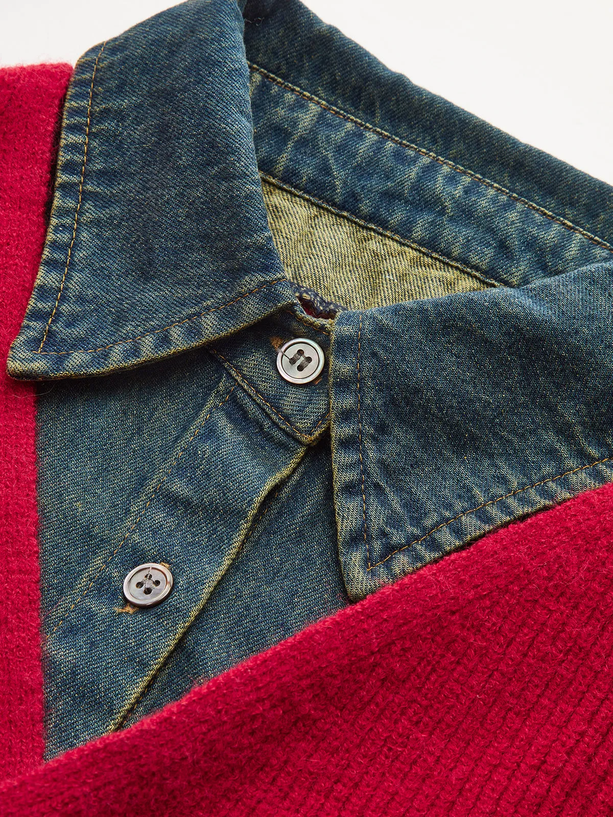 2 in 1 Denim Panel Asymmetric Sweater sold by COMMENSE product image thumbnail 5