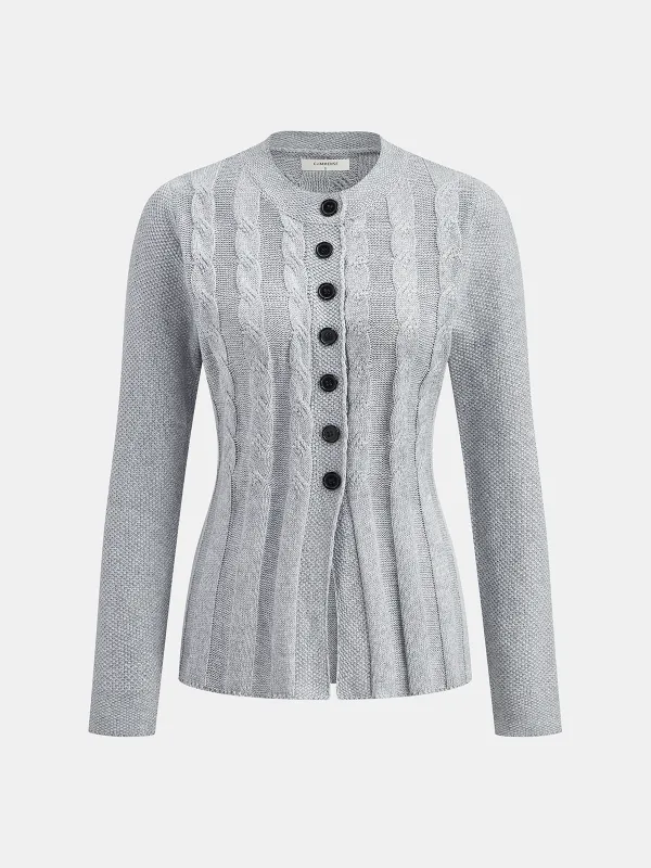 Button-Front Cable Knit Cardigan sold by COMMENSE