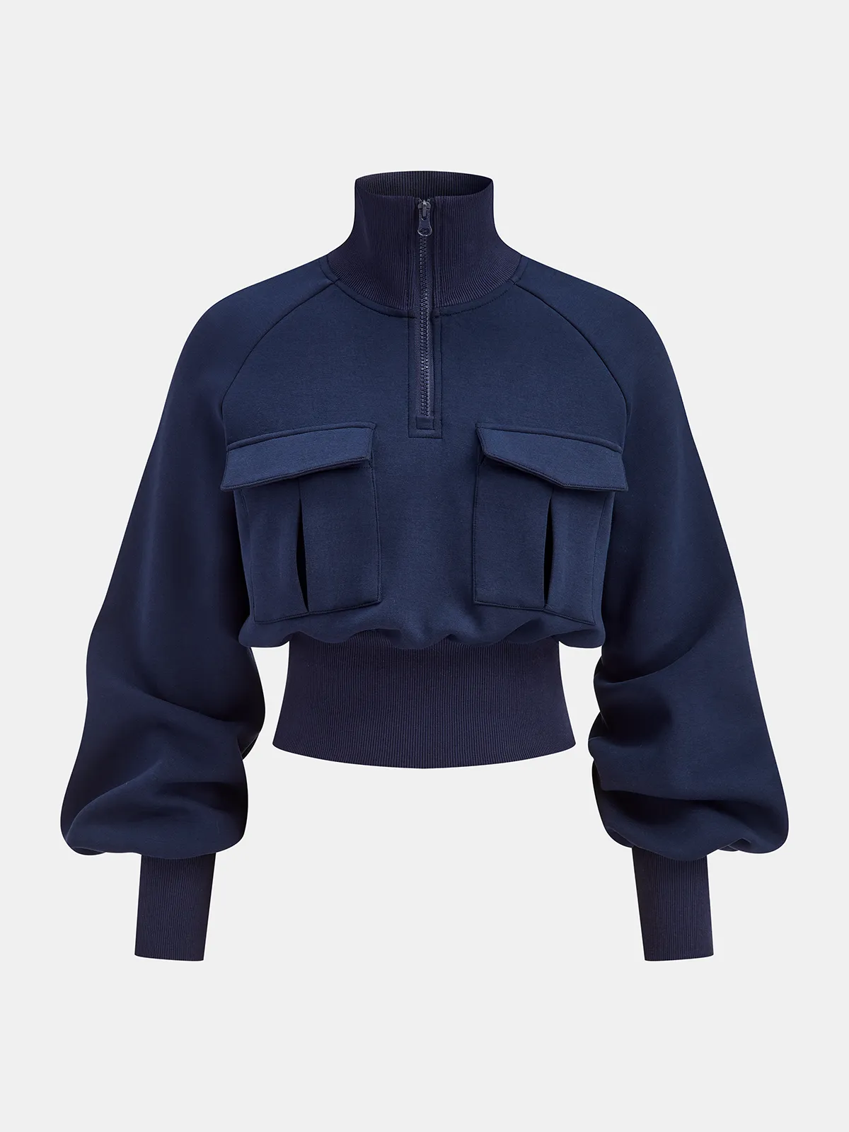 Turtleneck Half-Zip Cinched Waist Knit Top sold by COMMENSE