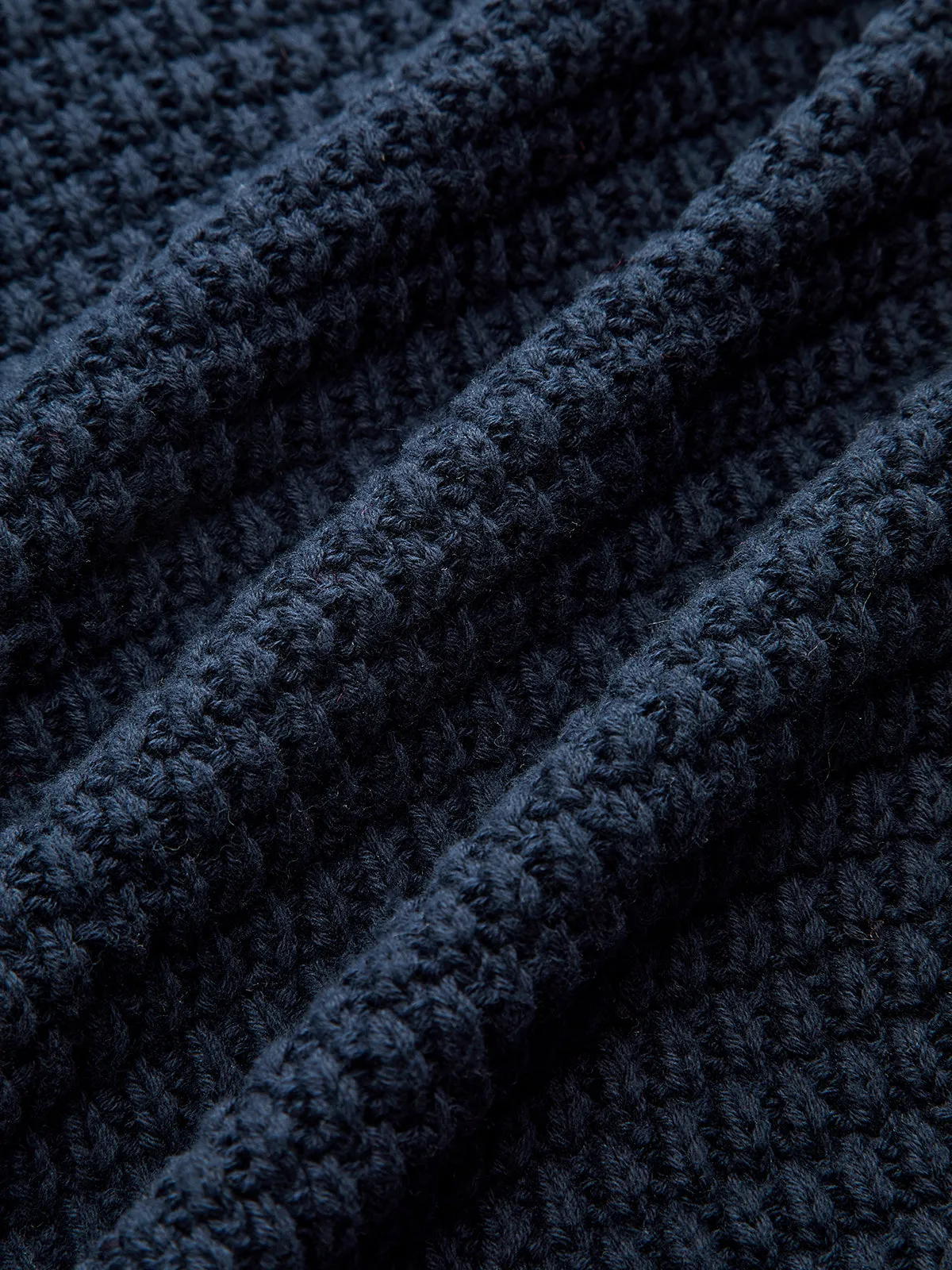 Denim Panel Polo Collar Cable Knit Sweater sold by COMMENSE product image thumbnail 3