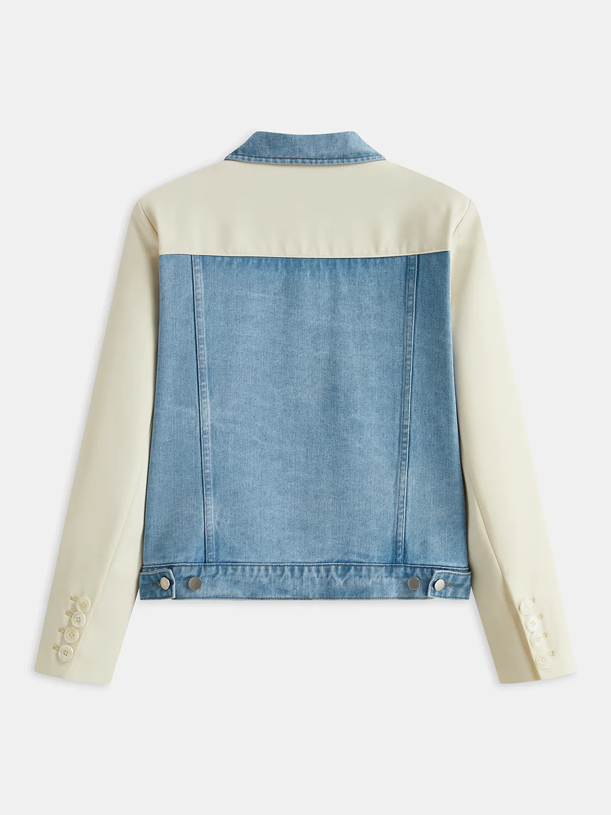 Distressed Detail Denim Paneled Jacket sold by COMMENSE product image thumbnail 2